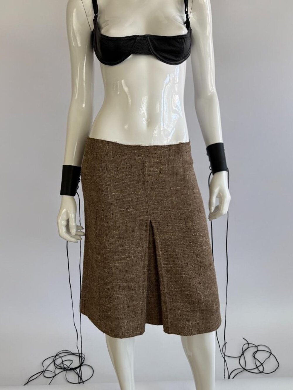 Prada Archival Vintage 2000 Box Pleat Midi Skirt